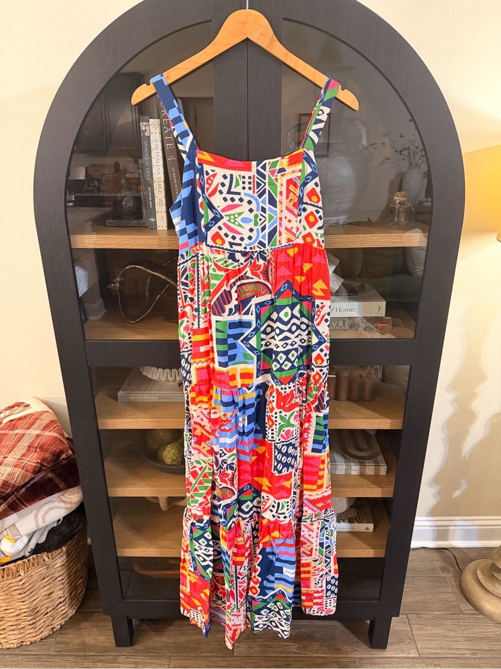 Skies Are Blue Printed Square Neck Tiered Maxi Dress S